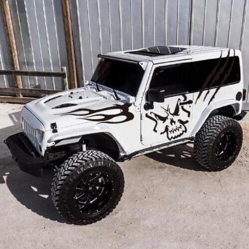 Car sticker 2 Pcs side body mud skull graphic vinyl car decals custom for for jeep wrangler rubiconahara 2 doors