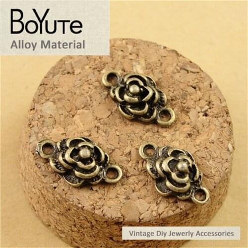 BoYuTe (100 Pieces/Lot) 16*10MM Wholesale Antique Bronze Plated Zinc Alloy Diy Plum Blossom Connectors Jewelry Accessories