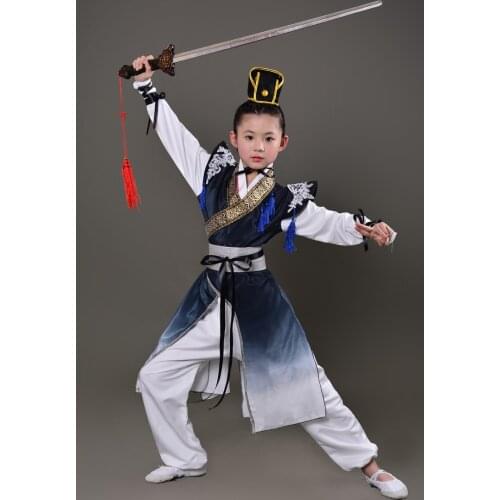 2019 children chinese traditional kung fu uniforms martial arts costume sets for kids wushu embroidery performance clothing