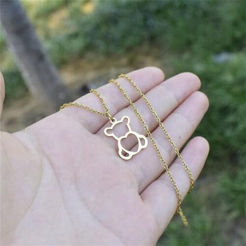 Europe And The United States Titanium Steel Bear Contracted Small Pendant Necklace With Friend A Gift