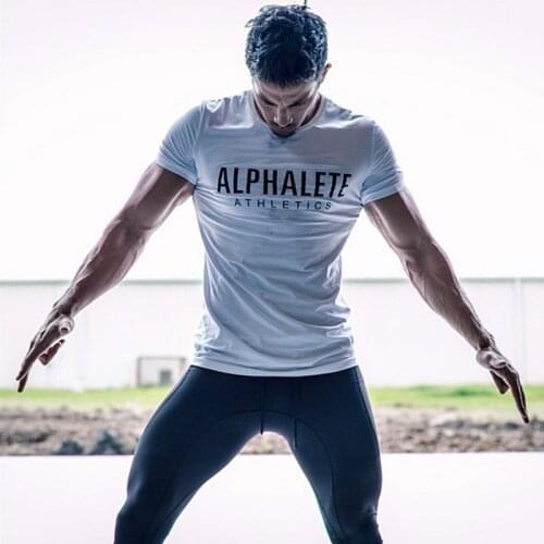 Mens Gym Cotton T Shirt Fitness Workout Skinny Short sleeve T-shirt Male Bodybuilding Sport Tops Summer Casual Clothing