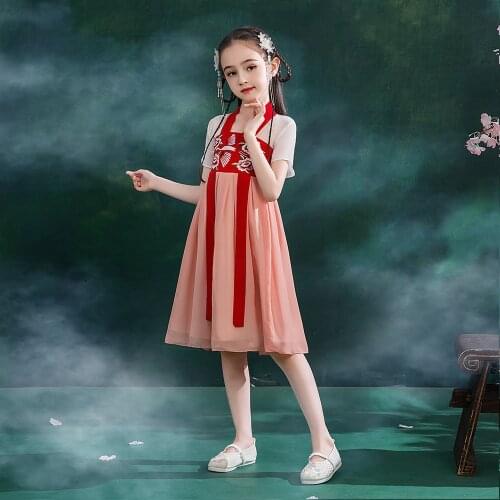 Hanfu Ancient Chinese Traditional Costume Girls Stage Dance Performance Dress Flower Girl Dress