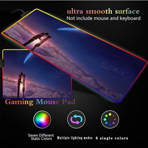 Your Name Anime RGB Gaming Mouse Pad Large Mouse Mat Big Computer Mousepad Led Backlight XXL Surface Mause Pad Keyboard Desk Mat