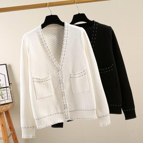 GIGOGOU Spring Autumn Women SweaterCardigan Knitted Loose Outwear Coat V Neck Open Cardigans Fashion Casual Female Top