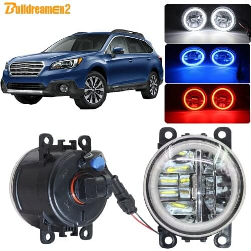 Buildreamen2 Car Styling 4000LM H11 LED Fog Light Kit Angel Eye Daytime Running Light DRL 12V For Subaru Outback 2010-2012