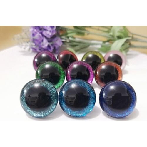 10pairs--30mm/40mm big size round clear toy safety eyes + glitter fabric + hard washers for diy doll--size color option