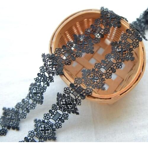2 Yards/lot 3.8cm Black Flower New Lace Trim DIY Sewing Supplies Lace Ribbon