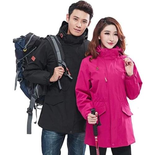 Autumn Winter 3 In1 Two-Piece Jackets For Men And Women Outdoor Hiking Clothes Camping Waterproof Warm Mid-Length Windbreaker