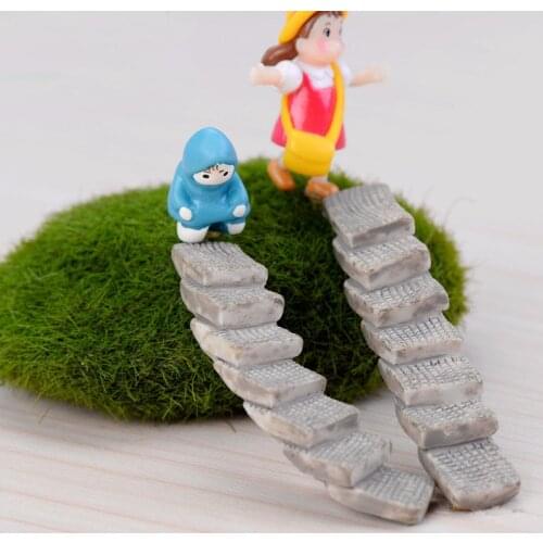 2PCS DIY Ladder Stairs Figure Decorative Mini Fairy Garden Cartoon Building Statue Jardin Miniature Moss Ornaments Resin Craft