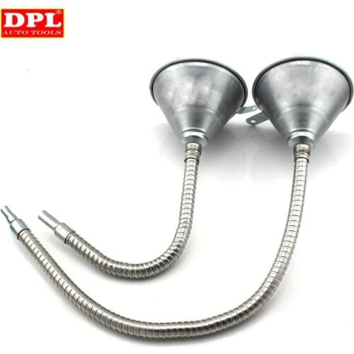 Metal Funnel With 12" Flex Spout Automotive Tool Oil Filler Liquid Petrol DIesel Filling Can Professional Garage Workshop Tools