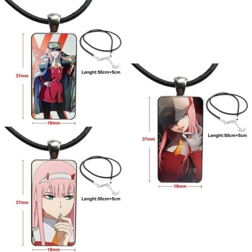 Fashion Glass Cabochon Pendant Rectangle Necklace Choker Necklace Jewelry For Women Kids Darling In The Franxx Lovely