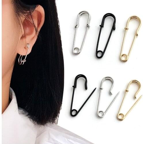 Fashion unisex punk rock style safety pin earhook earrings jewelry for men and women