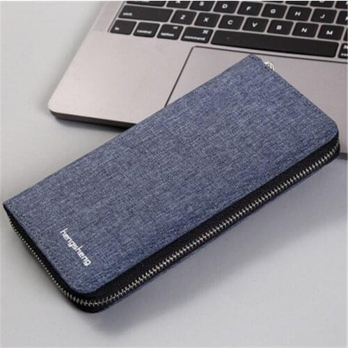 Mens Wallet Clutch Bag Fashion Canvas Zipper Long Wallet Men Billeteras Para Hombre Credit Card Holder Purse Carteira Masculina