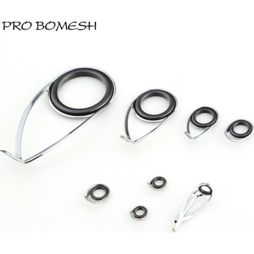 Pro Bomesh 7.7g 8pcs/Kit Spinning Fishing Rod Guide Set Kit With SIC Ring Stainless Steel Guide DIY Fishing Guide Rod Accessory