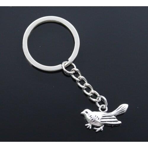 New Fashion Men 30mm Car Keychain DIY Metal Holder Chain Vintage Bird 25x14mm Silver Color Pendant Gift