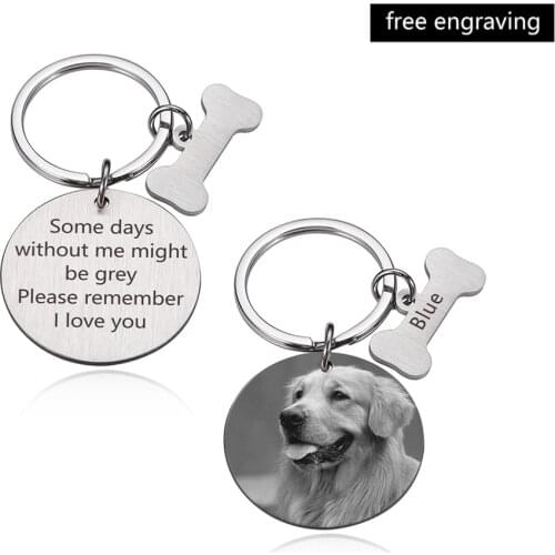 Engraved Dog Pet ID Tag Personalized Photo Name Bone Pet ID Name for Cats Puppy Dog Tag Pendant Keyring Pet Accessories Supplies