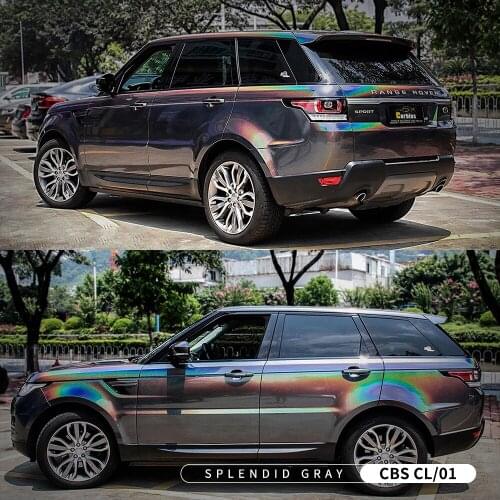 Multiple Color New Design PVC Stretchable 1.52*18m Rainbow Splendid Gray Color Vinyl Wrapping Film