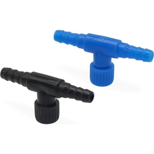 3pcs/lot Black Blue Control Valves Switch T-Shape Adjustable Connector Pump Flow Valves 4mm Adjust air volume water volume