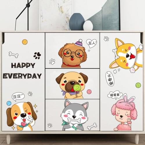 [SHIJUEHEZI] Animals Wall Stickers DIY Dogs Wall Decor Decals for Kids Rooms Baby Bedroom Nursery Bathroom Home Decoration