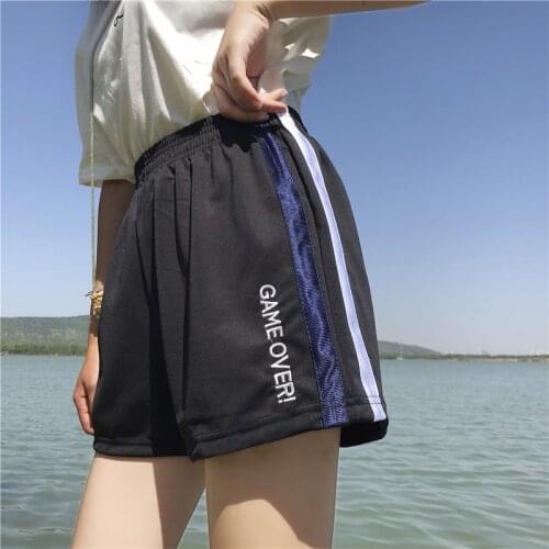 Shorts Women Casual Loose Letter Embroidery School Students Striped Elastic Waist Fashion Summer Womens Short Sweet Clothing