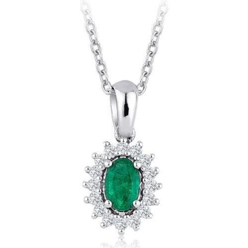 Symbol Gold 0.40 Carat Diamond Emerald Necklace Sexy Trend Fashion Jewelry Stylish Brilliant Eye-catching Pendant For Women