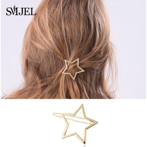 SMJEL Fashion Hair Clips for Women Fashion Sweet Imitation Korean Style Triangle Srar Hairpins Headmade Girls Hair Accessories