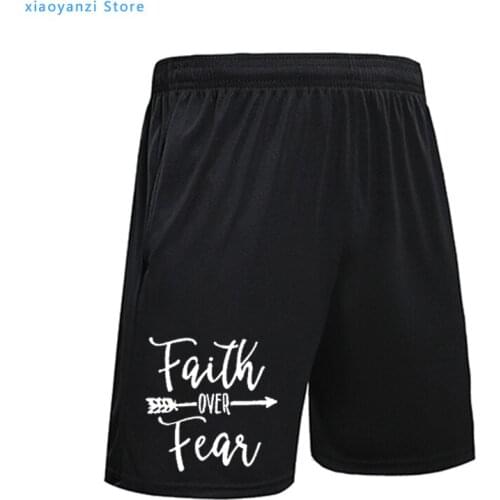 Harajuku Faith Over Fear Arrow Men Women DIY Sports Shorts Set Casual Customize Running Pants Fitness Sweatpants Femme