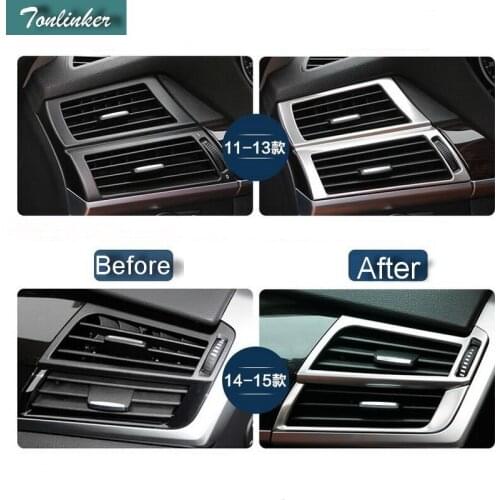 Tonlinker 2-4 PCS Car style DIY Stainless Steel Dashboard Vent Light Box Cover Case Stickers for Bmw X5 X6 2009-16 Accessories
