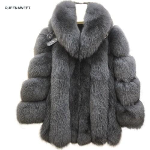 High Quality Real Fox Fur Coat Wihter Warm Thick Genuine Natural Fur Coats China Fur Jacket Long Sleeves Wholesale