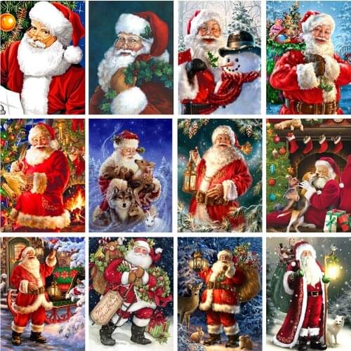 Wen Zuan 5D DIY Diamond Painting Christmas Santa Claus Diamond Embroidery Picture Handcraft Wall Art Christmas Home Decoration