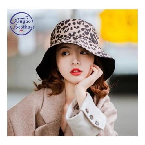 2019 New Cotton Leopard print Women Bucket Hat Double Sided Can Be Worn Fisherman Hats Spring Summer Caps Autumn