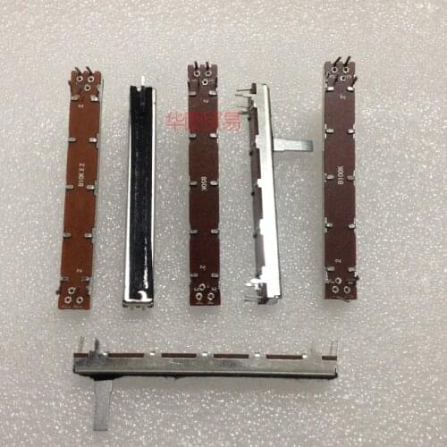 1pcs 75mm 7.5cm double straight slide potentiometer B10K B50K B100K dual channel fader handle 15mm long