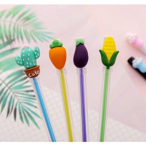 1 Pcs Novelty Creative Cute Cartoon Cat Claw Cactus Vegetables Gel Pen Signature Pens School Office Writing Supplies
