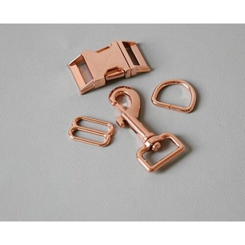 10 sets metal buckle 8 button D ring metal dog clasp set for 25mm webbing metal DIY Dog Collar Leash Set Metal Accessories