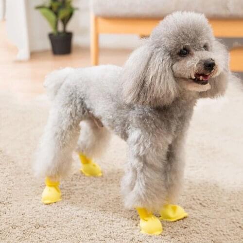 Dog Shoes for Small Dogs Waterproof Foot Cover Dog Rain Boots Puppy Shoes Dog Boots Pet Shoes Rainy Day Supplies 4 Pieces