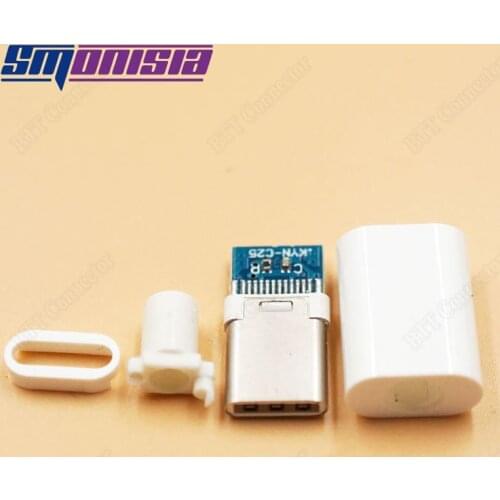 Smonisia 50pcs Type C USB Male Plug 2.0 Male Connector with PCB Board Solder Wire Connector 4 IN 1