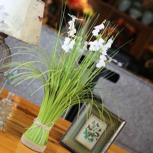 59cm 7 Heads Bellflower Simulation Leaf Onion Grass Silk flower For Home Wedding Garden Decoration Large Artificial Plants