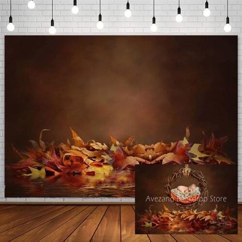 Avezano Baby Shower Backdrop Autumn Fallen Leaves Newborn Photography Background Studio Portrait Decor Props Photozone Photocall