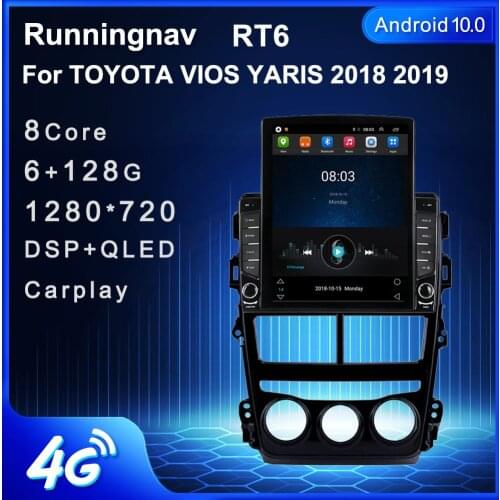 9.7" Android 10.1 For TOYOTA VIOS YARIS 2018 2019 Tesla Type Car Radio Multimedia Video Player Navigation GPS RDS
