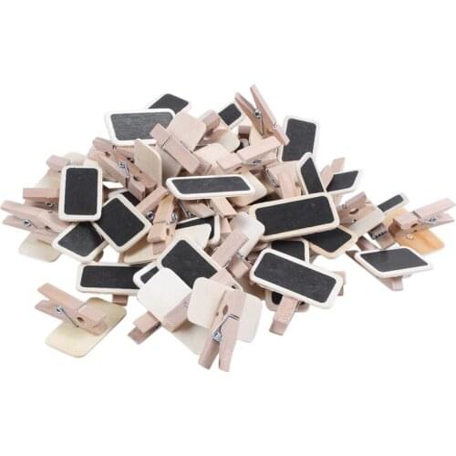 50 Mini blackboard wood message slate rectangle clip clip panel card memos label brand price place number table