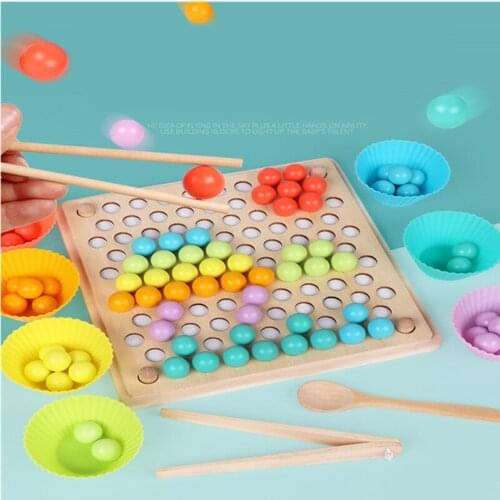 Kids Toy DIY 3d Puzzle Kids Early Montessori Hands Brain Training Clip Beads Multi functional learning Wooden Toy For Children
