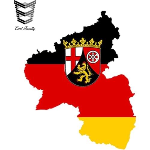 EARLFAMILY 13cm x 10cm Car Styling Rhineland Palatinate Map Flag Car Sticker Silhouette Tablet Waterproof Windows Accessories