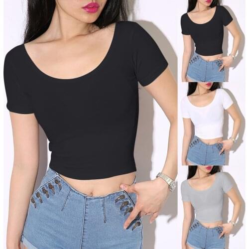 T Shirt For Women 2021all-Match Solid Color Casual Harajuku Tee Shirts Short Sleeve Woman Tops Female Mujer Tshirt Camiseta