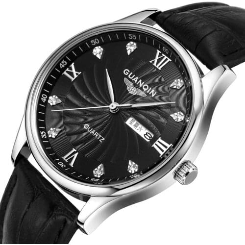 2020 Guanqin GQ80007-2A Luxury brand mens analog digital leather sports watch military watch mens quartz clock Reggio marmano