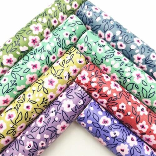 Small Flowers Printed Synthetic Leather Faux Fabric Sheets Felt Backing Vinyl For Earrings bag Bows DIY GM2304B