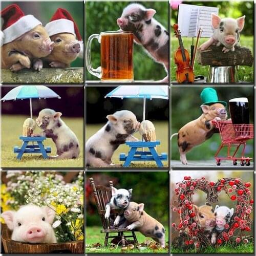 Animals Paintings By Numbers Pig Diy Craft Kits For Adults On Canvas With Frame Oil Picture Drawing Coloring By Number Art Decor