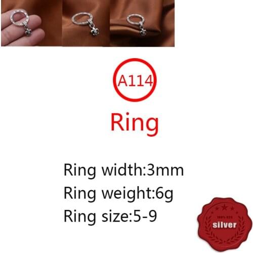 A114 S925 sterling silver ring jewelry personality trend simple hip-hop anchor letter fashion popular hip-hop style gift hot