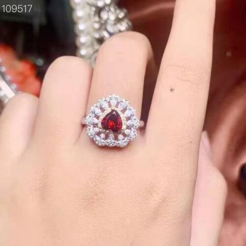 Pakistan natural Garnet Heart Ring 925 silver 6mm Love