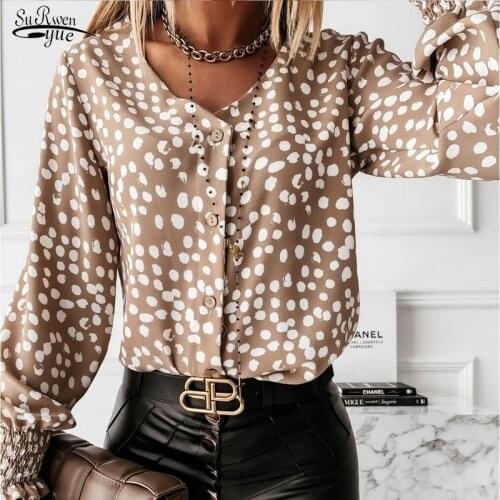 Korean New Vintage Long Sleeve Blouse Women Casual Plus Size Button Up Shirt Women Polka Dot Print Womens Tops And Blouses 12256