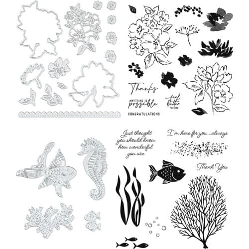 Metal Cutting Dies Flower Fish Series for DIY Scrapbooking Album Paper Cards Decorative Crafts Embossing Paper Cards Die Cuts